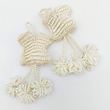 Off White Handmade Beaded Tassel, Sari Blouse Latkan, Decorative Tassels